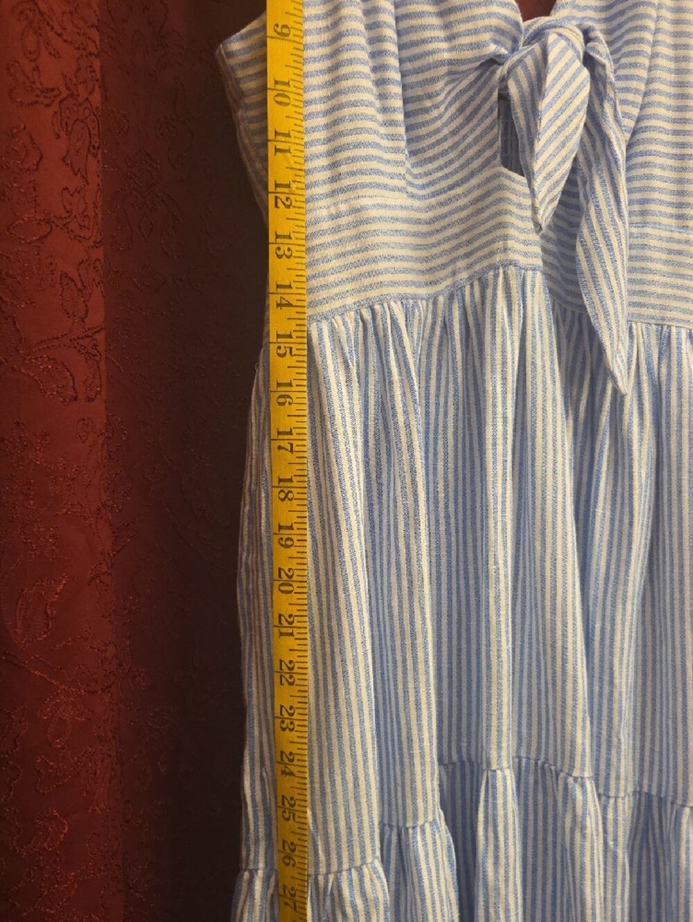 CECILIA NEW YORK Blue and White Striped Tie-Front Midi Sundress - Picture 6 of 16